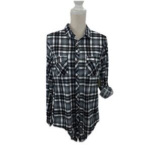 Passport Black and White Plaid Button-Up Shirt